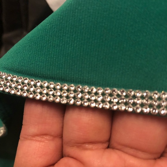 MSK Rhinestone trim bell sleeve dress in green - Picture 3 of 6